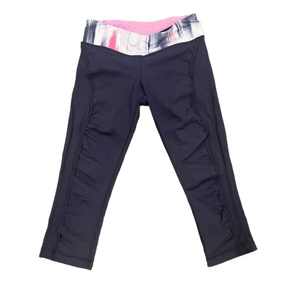 Lululemon Leggings Women's Size 6 Multicolor Sprinter Crop Ruched Elastic Waist - Picture 1 of 7